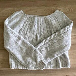 Hollister Off-the-Shoulder Cable-Knit Sweater Grey Size XS